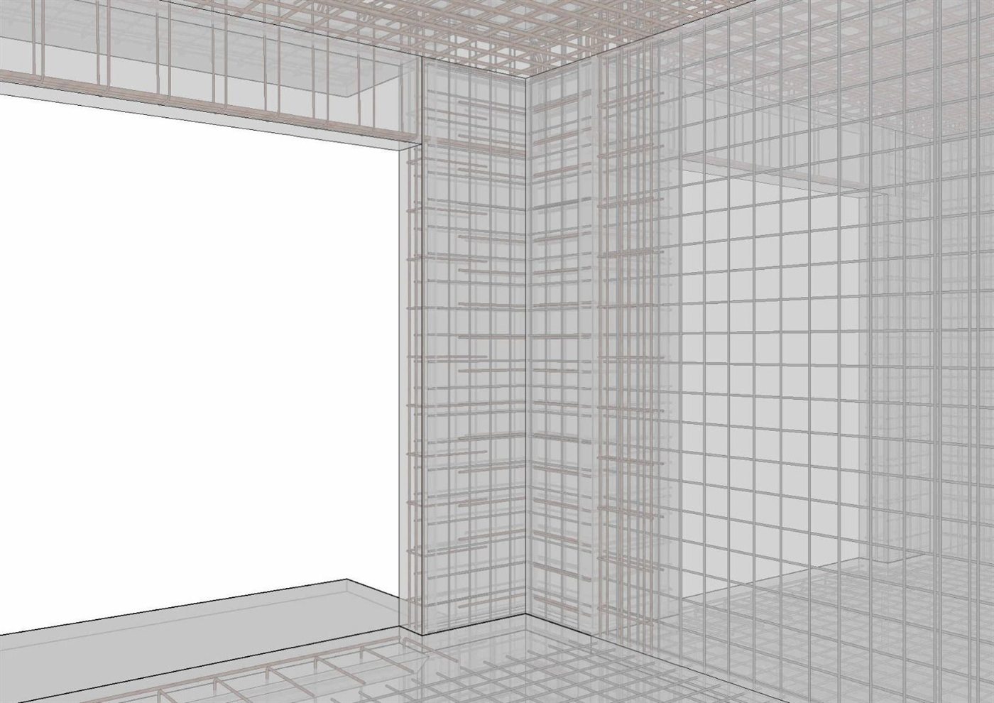 Detalle de modelado estructural BIM con refuerzo